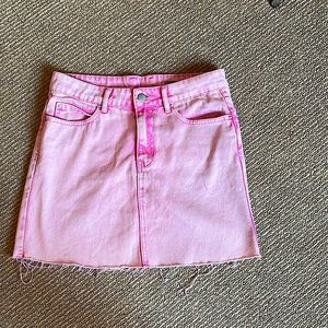 Pink mini jean skirt